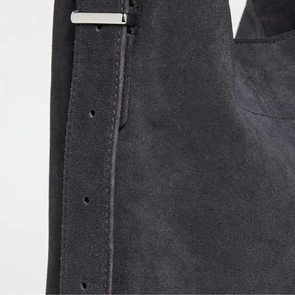 BNWT Madewell Grey Sleek Charcoal Suede Essential Bucket Tote Bag - Picture 13 of 15